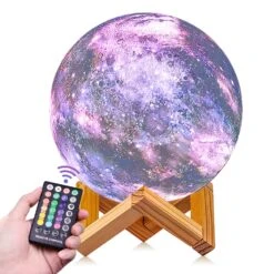 DTOETKD Moon Lamp, Galaxy Lamp Kids Night Light 16 Colors 3D LED Moon Light With Stand, Timing & Remote & Touch Control Brightness USB Rechargeable Christmas Birthday Gifts For Boys Girls Friends