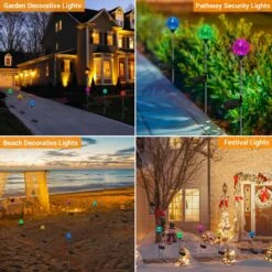 Solar Outdoor Lights - 6 Pack Crystal Glass LED Solar Garden Globe Lights, Color-Changing Solar Stake Lights Auto On/Off, Solar Pathway Lights For Landscape Patio Yard Walkway Christmas Decoration -Xmas Lighting Shop 816iCWaLmL. AC SL1500 1