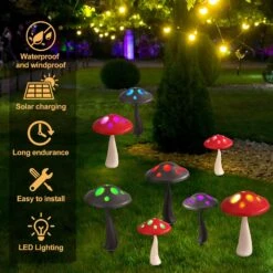 Wecusn Solar Mushroom Lights Outdoor Garden Decor Lights(4 Mushroom Ornaments), 2 Sizes Waterproof Solar Powered Christmas Lights For Camping Festival Landscape Backyard Pathway Decorations, Brown -Xmas Lighting Shop 816j4mlvN0L. AC SL1500