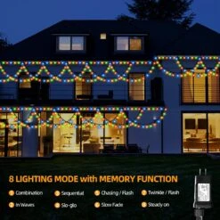 XTF2015 Christmas Lights Outdoor Color Changing 40FT 380 LED Christmas String Lights Extendable 8 Modes, Waterproof Half-Round Christmas Lights For House Roof Eaves Garden Patio(Multicolor) -Xmas Lighting Shop 816leg7 WZL. AC SL1500