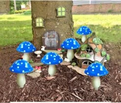 Abkshine 6-Pack Blue Solar Garden Lights, Solar Powered Mushroom Stake Lights For Outdoor Yard Decor, Waterproof Garden Ornaments For Backyard Lawn Deck Landscape Fence Christmas Halloween Decorations -Xmas Lighting Shop 816vmRftm2L. AC SL1500