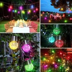 12Pack Outdoor Hanging Solar Lights - Cracked Glass Solar Lights Waterproof LED Decorative Ball Lights Tree Solar Powered Globe Lights With Hook For Garden Yard Fence Christmas Decoration, Multicolor -Xmas Lighting Shop 8173cjqPbTL. AC SL1500