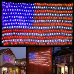 Cerflyer (New) American Flag Lights, Outdoor Flag String Lights, 420 LED Waterproof Patriotic Ornaments For Memorial Day, 4th Of July, Christmas
