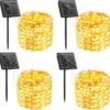 Solar String Lights Outdoor Waterproof, 4 Packs Each 33 Ft 100 LED Solar Fairy Lights With 8 Modes, Twinkle Solar Powered Outdoor Lights For Patio Trees Wedding Christmas, Warm White