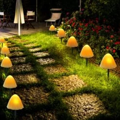 XVZ Outdoor Solar Garden Lights, 12 LED Mini Solar Mushroom Lights,8 Modes Christmas Waterproof Decorative Pathway Landscape Lighting For Yard Patio Party Wedding Festival Decoration (Warm White) -Xmas Lighting Shop 817PqISFCAL. AC SL1500