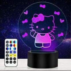 Cat Night Light Gift For Boys Kids 2 Pattern 14 Color With Remote Control, Room Decoration Cat Illusion Lamp For Boys Girl, Perfect Christmas & Birthday Gifts For 3 4 5 6 7 Year Old Kids Adult