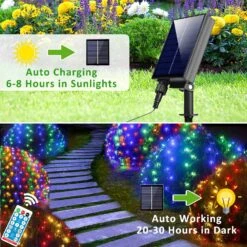 11.5ft X 5ft Solar Net Lights, Outdoor Mesh Lights 240LED Waterproof 8 Mode With Remote 2 Power Supply String Lights Plug In For Bushes Trees Garden Wall Patio Christmas Indoor Decor (Multicolor) -Xmas Lighting Shop 8184t7YkQiL. AC SL1500