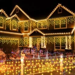 Pooqla RGB Icicle Lights Outdoor Decoration, Color Changing LED String Lights With Remote, 30FT 300LED Hanging Lights For Roof Window Home Party Halloween Christmas Decor -Xmas Lighting Shop 818HnXqvqYL. AC SL1500