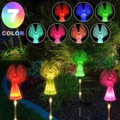 NMM Solar Angel Lights, 2 Pack Outdoor Solar Garden Lights, Multi-Color Changing Angel Decorative Lights For Yard Lawn Pathway Grave Cemetery Christmas Decoration, Thanksgiving Memorial Gift -Xmas Lighting Shop 818OHBQwUNL. AC SL1500