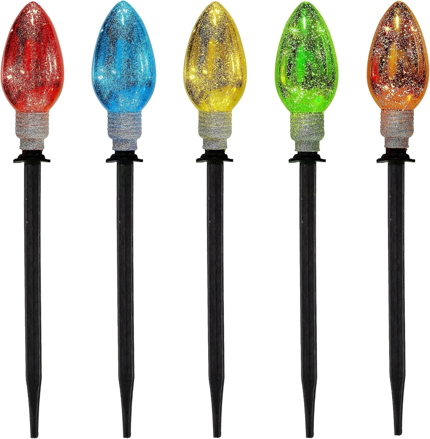 Biswing Christmas Decorations C9 Multicolor Light Bulb With Pathway Markers, Outdoor Xmas Pathway Lights, Connectable & Light Up For Holiday Walkway Patio Garden Lawn Yard Ornament, 5 Pack 7 Biswing Christmas Decorations C9 Multicolor Light Bulb With Pathway Markers, Outdoor Xmas Pathway Lights, Connectable & Light Up For Holiday Walkway Patio Garden Lawn Yard Ornament, 5 Pack - Image 7