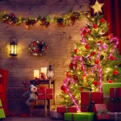 YOLUXZM 17" Christmas Candy Cane Lights - 8 Packs Classic Red And White Candy Cane Lights Outdoor Pathway Markers Christmas Decorations(Red Bulbs) -Xmas Lighting Shop 8194hM0coML. AC SL1500