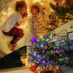 JMEXSUSS 2 Pack Color Changing Fairy Lights Battery Operated, 33ft 100 LED Color Changing Christmas Lights With Remote, 8 Modes Twinkle String Lights For Bedroom Party Decor, Warm White & Multicolor -Xmas Lighting Shop 819HIpwlziL. AC SL1500