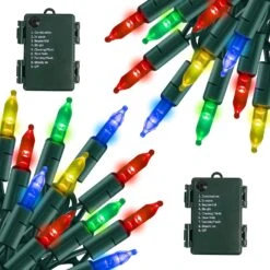 TW SHINE Battery Operated Christmas Lights, 2 Pack 50 LED 16FT Battery Operated String Lights With 8 Modes, Xmas Lights For Outdoor Indoor Wedding Party Home Decorations, Multi-Colored