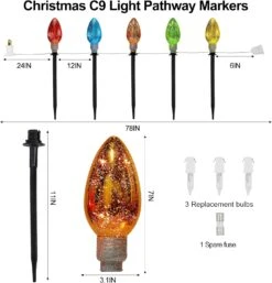 Biswing Christmas Decorations C9 Multicolor Light Bulb With Pathway Markers, Outdoor Xmas Pathway Lights, Connectable & Light Up For Holiday Walkway Patio Garden Lawn Yard Ornament, 5 Pack 9 Biswing Christmas Decorations C9 Multicolor Light Bulb With Pathway Markers, Outdoor Xmas Pathway Lights, Connectable & Light Up For Holiday Walkway Patio Garden Lawn Yard Ornament, 5 Pack -Xmas Lighting Shop 81A5U4jjnyL. AC SL1500