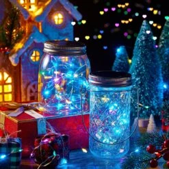 20 Sets Solar Mason Jar Lights 30 LED Fairy Lights With Jar Lid Waterproof Lantern String Lights With 20 Hangers For Outdoor Yard Patio Lawn Garden Wedding Decoration Christmas, Jars Not Included -Xmas Lighting Shop 81AAajfCt8L. AC SL1500