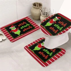 WRUJOJU 4 Pcs Christmas Shower Curtain Set With Non-Slip Rug, Toilet Lid Cover And Bath Mat,Xmas Shower Curtains With 12 Hooks, Christmas Shower Curtain Sets For Bathroom -Xmas Lighting Shop 81AKfI6PfnL. AC SL1500