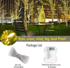 Battery Operated String Lights, 42.6ft 120 LED Battery Powered Fairy Lights With Timer And 8 Modes, IP 65 Waterproof Twinkle Lights For Indoor Outdoor Christmas Tree Wedding Party Bedroom(Warm White) -Xmas Lighting Shop 81AmGg EFYL. AC SL1500