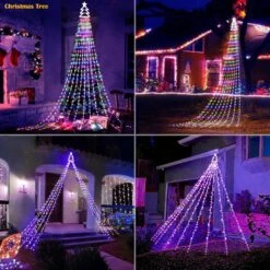 Outdoor Christmas Decorations Star String Lights 420 LED Waterproof Waterfall Lights With Christmas Tree Topper, Gorrzai 8 Lighting Modes String Lights For Tree Yard Patio Garden Party (Multi-Colored) -Xmas Lighting Shop 81ApJY9BUdL. AC SL1500