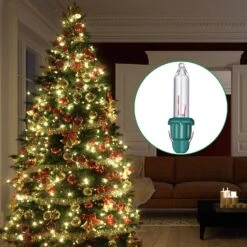 Christmas Replacement Mini Light Bulbs Incandescent Light Bulbs 2.5 V Mini Glass Lights With Green Base, 0.17 Ampere, 0.425 Watt (Clear, 50) -Xmas Lighting Shop 81BG4IU3B L. AC SL1500
