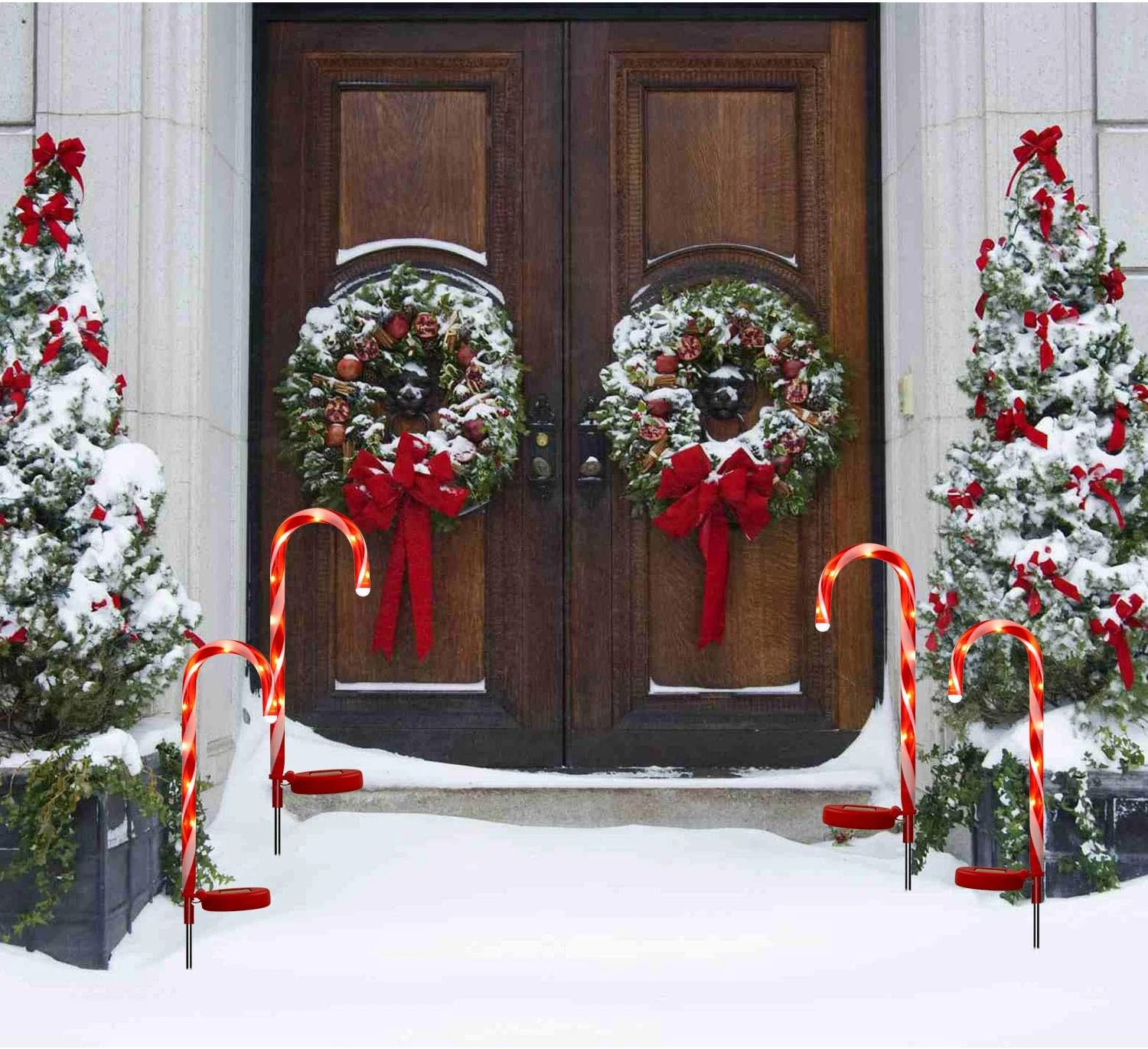 Doingart Candy Cane Solar Lights Christams Ourdoor Decoration Clearance - 4 Pack Outdoor Candy Cane Stakes With Built-in LED Lights For Pathway Walkway Christmas Decorations, 23 Inch 4 Doingart Candy Cane Solar Lights Christams Ourdoor Decoration Clearance - 4 Pack Outdoor Candy Cane Stakes With Built-in LED Lights For Pathway Walkway Christmas Decorations, 23 Inch - Image 4