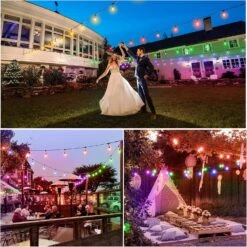 SHINE HAI 2-Pack 48FT Outdoor RGB String Lights, Cafe LED String Light With 30+5 Shatterproof Edison Bulb Dimmable, Commercial Light String For Patio Backyard Christmas Party, 2 Remote, 96FT -Xmas Lighting Shop 81BObZvNDIL. AC SL1500