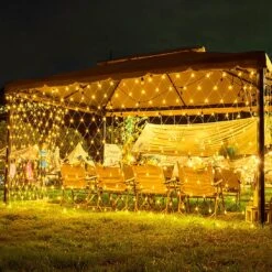 Weillsnow 198 Led 9.8ft X 6.6ft Outdoor Net Lights, Connectable 8 Lighting Twinkle Modes Mesh Lights For Christmas Outdoor Patio Garden Bush Fence Decorations (Warm White)