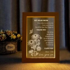 Purefly Engraved Acrylic Night Light, Happy Birthday Gift For Mom From Son, Mother's Day Christmas Decorations Gifts Ideas, USB Low Power Night Lamps, 6.7"x5.1"