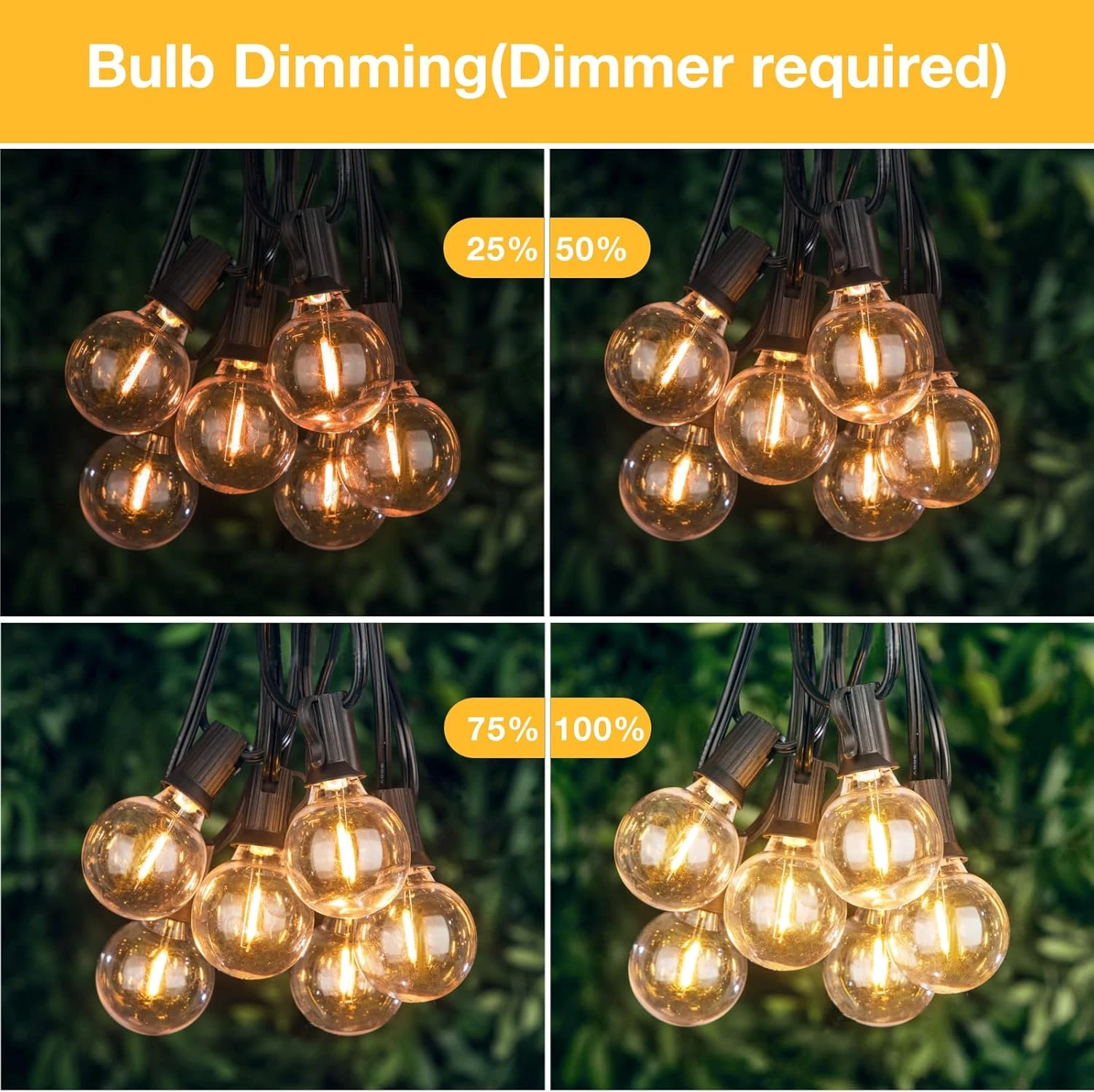 String Lights For Outside 150FT,Dimmable Waterproof Outdoor String Lights With 75+2 Shatterproof G40 Globe Bulbs Connectable LED Patio Lights, Commercial Hanging Lights For Christmas Backyard Party 4 String Lights For Outside 150FT,Dimmable Waterproof Outdoor String Lights With 75+2 Shatterproof G40 Globe Bulbs Connectable LED Patio Lights, Commercial Hanging Lights For Christmas Backyard Party - Image 4