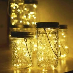 Miaro 8 Pack Mason Jar Lights, 20 LED Solar Fairy String Lights Lids Insert For Garden Deck Patio Party Wedding Christmas Decorative Lighting Fit For Regular Mouth Jars With Hangers (No Jars) -Xmas Lighting Shop 81BcKFY IL. AC SL1500