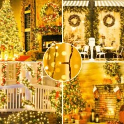 Warm Yellow Christmas Halloween 320 LED String Lights 122FT Outdoor String Lights With 8 Modes Plug In Waterproof Fairy Lights Indoor For Party Carnival Supplies, Outdoor Patio Yard Lawn Garden Decor -Xmas Lighting Shop 81BevAnHfSL. AC SL1500