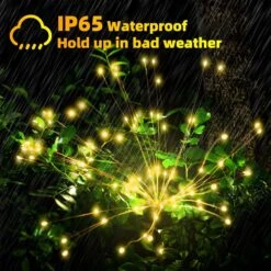 4 PCS Solar Firework Light With Rainbow Tube, 120 LEDs Outdoor Solar Garden Decorative Lights IP65 Waterproof String DIY Landscape Light For Walkway Pathway Backyard Christmas Decoration (Warm-White) -Xmas Lighting Shop 81Bf86DpIwL. AC SL1500