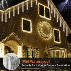 Blingstar Meteor Shower Lights Christmas Lights Outdoor 20 Tube 30 Cm 480 LED Connectable Falling Rain Lights Plug In Waterproof Icicle Lights Cascade For Xmas Tree Roof Party Wedding Decor,Cool White -Xmas Lighting Shop 81BhyNEf7FL. AC SL1500