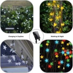 Christmas Solar Star String Lights 66FT 150LED Outdoor Solar Patio Lights Garden Tree Lights Outside Twinkle Fairy Lights With 11 Modes Remote Waterproof 4 Colors Changing For Yard Party Decor -Xmas Lighting Shop 81BicYHuERL. AC SL1500