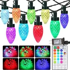 Joomer C9 Christmas Color Changing String Lights Outdoor Indoor,33ft 50LED Green Wire Christmas Tree Lights,32 Keys Remote Control Fairy Lights For Christmas Party Wedding Decoration