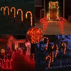 Candy Cane Outdoor Landscape Lights - 10 Pack 60 Red LEDs 21in Lighted Christmas Path Lights String With Memory Function 8 Flashing Modes End-to-End Plug In Waterproof Outside Candy Xmas Decorations -Xmas Lighting Shop 81C4mpy2TdL. AC SL1500