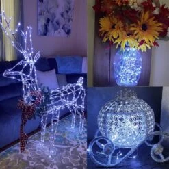 YEGUO Solar Christmas Lights Outdoor Waterproof, 4 Pack Each 33ft 100 LED Solar String Lights White, 8 Modes Silver Wire Solar Fairy Camping Lights For Trampoline Deck Pool Fence Garden Yard Xmas Tree -Xmas Lighting Shop 81CYMhe3isL. AC SL1500