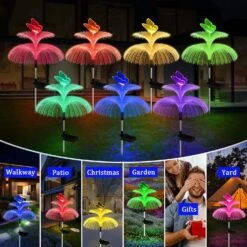 Weepong Solar Garden Lights Waterproof Newest Solar Outdoor Lights Decorative 7 Color Changing Double Jellyfish And Butterfly Solar Flower Lights For Christmas Pool Outdoor Yard Garden Decor, 3 Pack -Xmas Lighting Shop 81CftxqV6L. AC SL1500