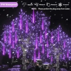 EEIEER Meteor Shower Rain Lights, 16 Inches 10 Tubes 320 LED Outdoor Christmas Snowfall Lights, Plug In Falling Rain Cascade Lights For Xmas Decoration Valentine's Day Thanksgiving Holiday-Purple -Xmas Lighting Shop 81CiF7afsL. AC SL1500