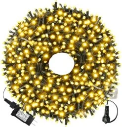 XTF2015 105ft 300 LED Christmas String Lights, End-to-End Plug 8 Modes Christmas Lights - UL Certified - Outdoor Indoor Fairy Lights Christmas Tree, Patio, Garden, Party, Wedding, Holiday (Warm White)