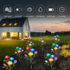 4 Pack Solar Garden Decorative Lights 7 Color Changing Beautiful & Realistic Rose Flowers Lights Waterproof Outdoor Solar Powered Fairy Landscape Lights For Yard Pathway Patio Christmas Decoration -Xmas Lighting Shop 81DMX 42a8L. AC SL1500