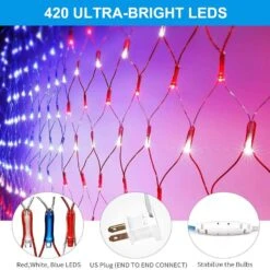 Joiedomi 2Pack LED American Flag Net Lights US Flag String Light Waterproof For Christmas, Holiday, Independence Day, Memorial Day, July 4th, National Day, Decoration, Garden, Yard, Indoor Outdoor -Xmas Lighting Shop 81DTEb BjCL. AC SL1500