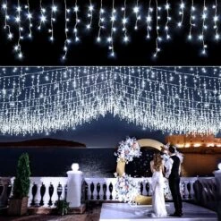 66ft 640 LED Christmas Lights Outdoor - 8 Modes Icicle Lights With 120 Drops, Waterproof Plug In Fairy String Lights With Timer Memory For Party, Holiday, Wedding, Christmas Decoration,Cool White