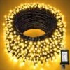 JMEXSUSS 66ft 200 LED Christmas Lights Outdoor, Warm White String Lights Green Wire, 8 Modes Christmas String Lights Plug In For Outside Tree Bedroom Wedding Party Christmas Indoor Decorations