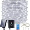 ICRGB Solar Rope Lights Outdoor, 66FT 200 LED Solar String Light, Outdoor IP67 Waterproof 8 Modes Garden Christmas Lights Decorative For Outdoor Pool Patio Porch Tree Wedding Christmas