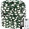 GDEALER Fairy Lights 164FT 500LED 8 Modes Christmas Tree String Lights With Remote Control Dimmable Green Wire Waterproof Twinkle Christmas Lights Outdoor For Party Holiday Yard- Cool White
