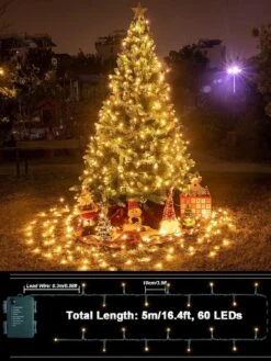 2 Pack Each 16.4ft 60 LED Battery Operated Christmas Tree Lights Indoor Outdoor Cluster String Lights With Timer 8 Modes Dark Green Wire Fairy Light Xmas Patio Bedroom Garden Decorations (Warm White) -Xmas Lighting Shop 81ELgIjVjL. AC SL1500