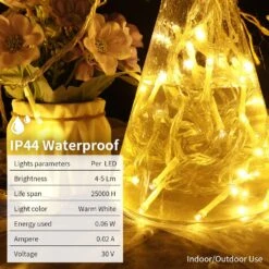 LED Christmas Tree String Lights - Warm White Mini LED String Lights Plug In Fairy String Lights, Outdoor Indoor Decorations, 200 Count 66 Feet Clear Wire, 8 Modes, Memory Function, Timer -Xmas Lighting Shop 81ESORxrdL. AC SL1500