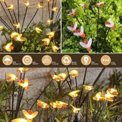 WOBILOO Solar Outdoor Garden Lights - 4 Pack 10 LED Solar Bee Firefly Lights With 2 Lighting Modes,Solar Swaying Lights,Waterproof Solar Powered Lights For Yard Patio Pathway Christmas Decoration -Xmas Lighting Shop 81Em4updGoL. AC SL1500