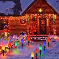 Christmas Lights Jumbo C9 Outdoor Lawn Decorations With Pathway Marker Stakes, 2 Pack 7 Feet String Lights With Multi Color Giant Lighted Bulbs For Holiday Outside Yard Garden Decor, 8 Lights -Xmas Lighting Shop 81EnXSPMCeL. AC SL1500