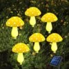 HULPPRE Upgraded Set Of 6pcs (Brighter) 8 Modes 14.7ft Yellow Mushroom Solar Lights Solar Pathway Lights Outdoor Decoration Fairy Solar String Light For Garden,Backyard,Lawn,Party,Christmas